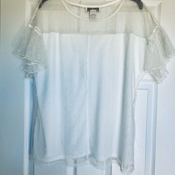 Emma & Olive Ivory Lined Mesh Overlay Top -NWOT - Picture 5 of 9